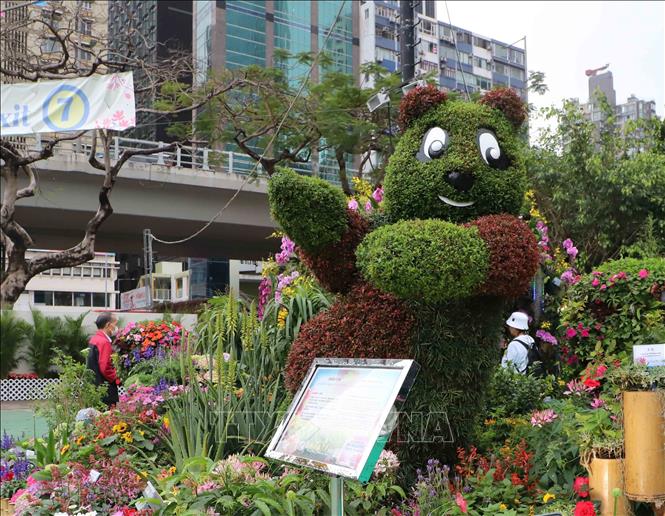 Hình ảnh gấu trúc tại Triển lãm. Ảnh: Xuân Vịnh-TTXVN tại Hong Kong.