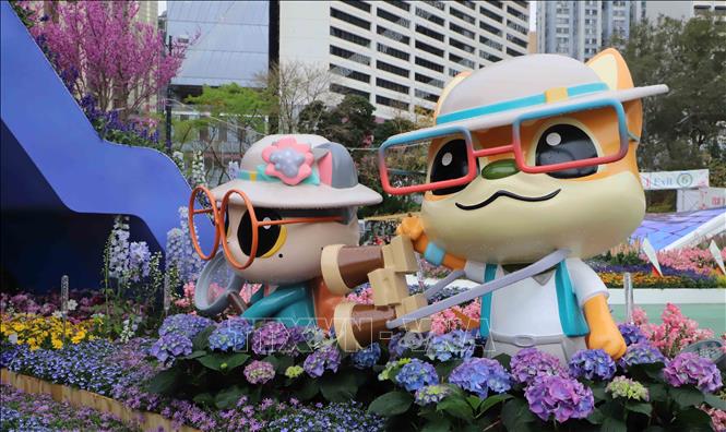 Tạo hình ấn tượng tại Triển lãm. Ảnh: Xuân Vịnh-TTXVN tại Hong Kong.