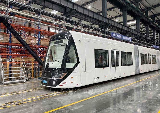 Dây chuyền sản xuất toa tàu điện thông minh xuất khẩu Công ty TNHH Giao thông đường sắt Tứ Xuyên (Trung Quốc). Ảnh: Công Tuyên - PV TTXVN tại Trung Quốc