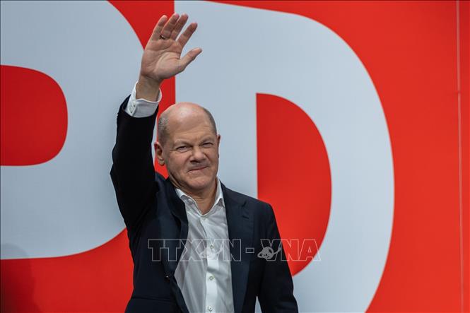 Thủ tướng Đức Olaf Scholz tại trụ sở đảng Dân chủ Xã hội (SPD) ở Berlin ngày 23/2/2025. Ảnh: THX/TTXVN