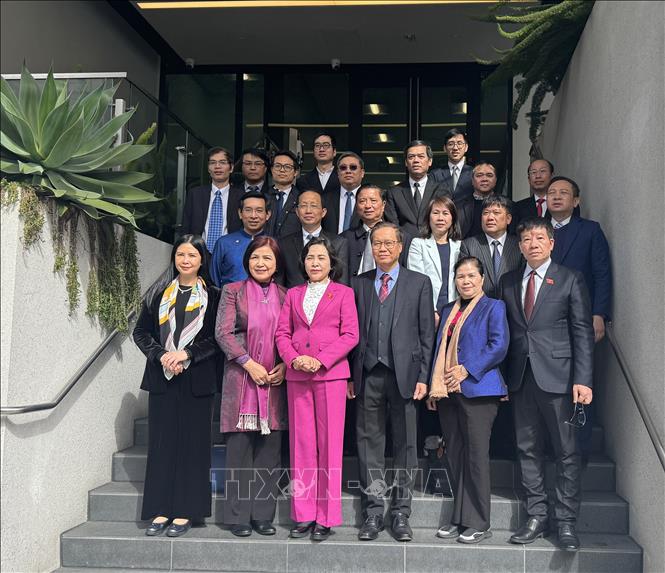NA Vice Chairwoman Nguyen Thi Thanh and staff of the Vietnamese Consulate General in San Francisco pose for a group photo. VNA Photo: Kiều Trang