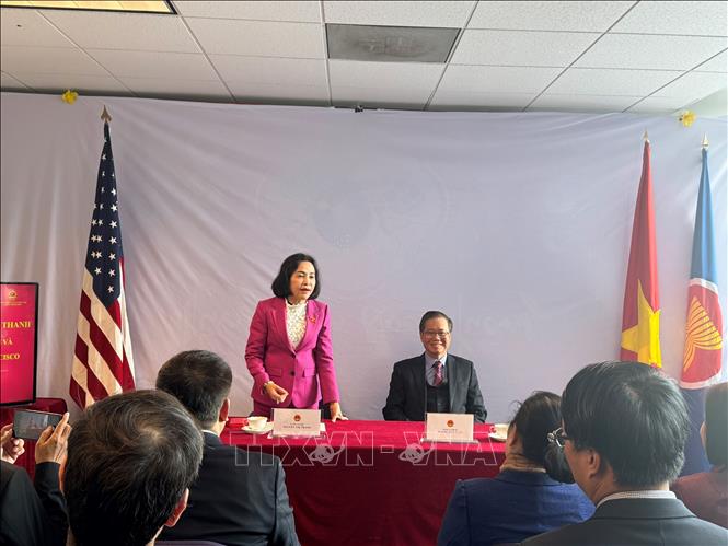 NA Vice Chairwoman speaks at the meeting. VNA Photo: Kiều Trang