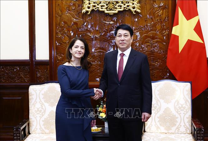 State President Luong Cuong receives Colombian Ambassador to Vietnam Camila Maria Polo Flores. VNA Photo: Lâm Khánh
