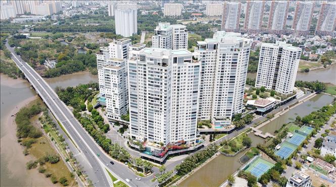 Khu dân cư Diamond Island (đảo Kim Cương) kết nối cầu Trần Quý Kiên với các Khu dân cư mới thành phố Thủ Đức, Thành phố Hồ Chí Minh. Ảnh: Thanh Vũ-TTXVN