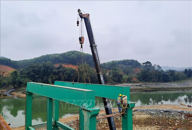 Thi công công trình nhà máy thủy điện Sông Lô 5 (Bắc Quang, Hà Giang). Ảnh: Đức Thọ - TTXVN