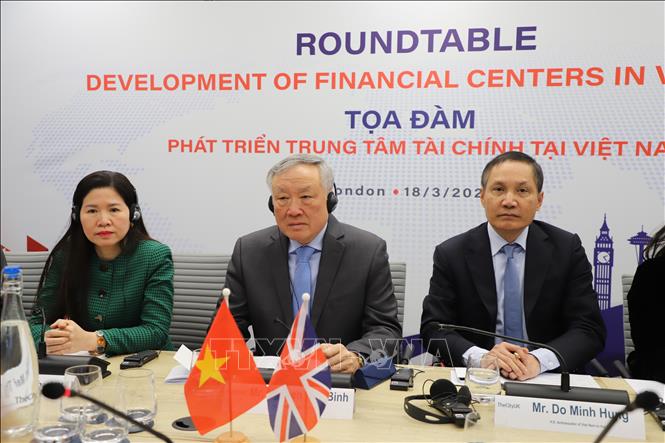 Permanent Deputy Prime Minister Nguyen Hoa Binh attends a seminar on financial centre development. VNA Photo: Hữu Tiến 