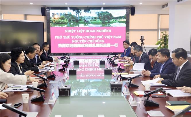 Phó Thủ tướng Nguyễn Chí Dũng thăm làm việc tại Trung tâm Nghiên cứu đặc khu kinh tế của Đại học Thâm Quyến. Ảnh: TTXVN phát