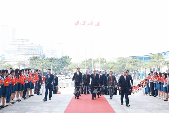 Tổng Bí thư Tô Lâm đến dự chương trình Gặp gỡ lưu học sinh, sinh viên Việt Nam - Trung Quốc các thời kỳ. Ảnh: Thống Nhất – TTXVN