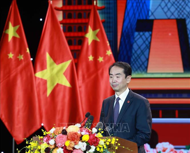 Đại sứ Trung Quốc tại Việt Nam Hà Vĩ phát biểu. Ảnh: Thống Nhất – TTXVN

