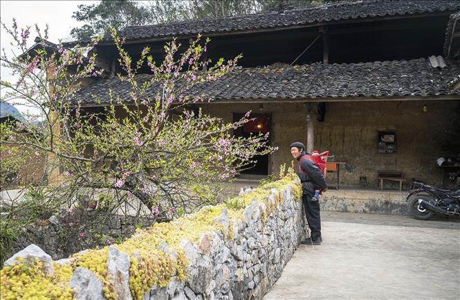 Nhà trình tường của người Mông tại thôn Lao Xa, xã Sủng Là, huyện Đồng Văn, Hà Giang. Ảnh: Khánh Hoà - TTXVN 