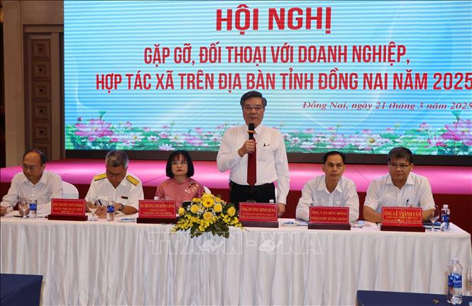 Ông Dương Minh Dũng, Phó Chủ tịch UBND tỉnh Đồng Nai, phát biểu tại buổi đối thoại. Ảnh: Công Phong - TTXVN