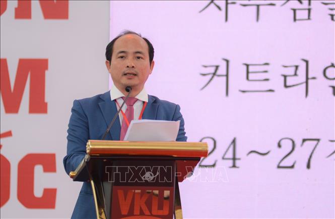 PGS.TS Huỳnh Công Pháp, Hiệu trưởng Trường Đại học Công nghệ Thông tin và Truyền thông Việt-Hàn (VKU), Đại học Đà Nẵng phát biểu. Ảnh: Văn Dũng-TTXVN