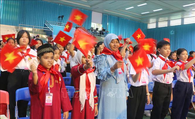 Các đại biểu là Cháu ngoan Bác Hồ tỉnh An Giang dự Đại hội. Ảnh: Công Mạo-TTXVN