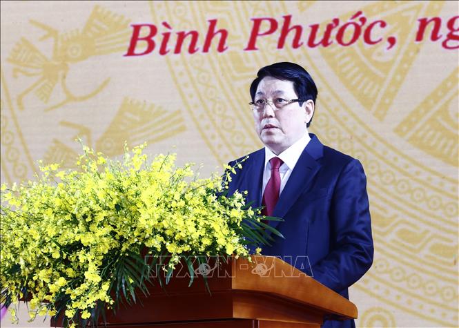 Chủ tịch nước Lương Cường phát biểu kỷ niệm 50 năm Giải phóng tỉnh Bình Phước (23/3/1975 – 23/3/2025). Ảnh: Lâm Khánh – TTXVN