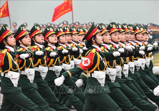Chương trình diễu binh, diễu hành hợp luyện. Ảnh: Minh Đức - TTXVN