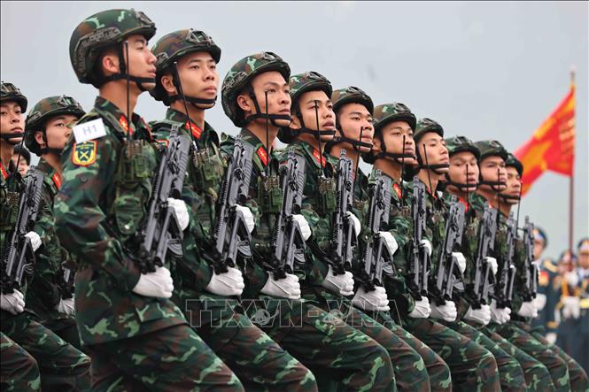 Chương trình diễu binh, diễu hành hợp luyện. Ảnh: Minh Đức - TTXVN