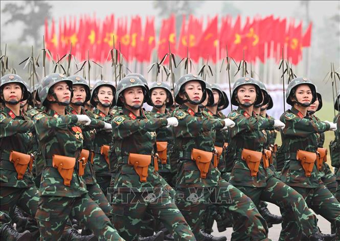 Chương trình diễu binh, diễu hành hợp luyện. Ảnh: Minh Đức - TTXVN