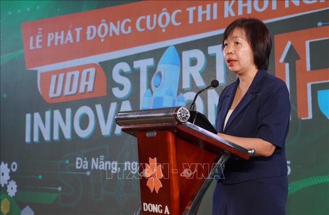 Bà Lê Thị Thục, Phó Giám đốc Sở Khoa học và Công nghệ thành phố Đà Nẵng phát biểu. Ảnh: Văn Dũng-TTXVN                      
