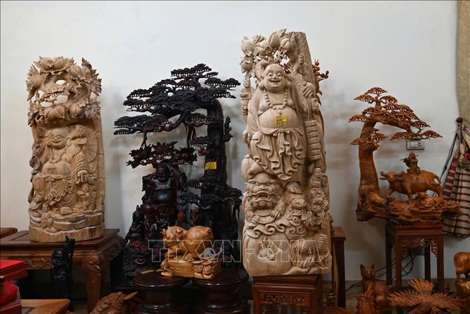 Các sản phẩm độc đáo của làng nghề. Ảnh: Lương Hiếu/TTXVN phát