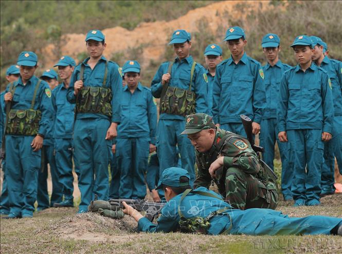 Ban Chỉ huy Quân sự huyện Yên Minh (Hà Giang) tổ chức khóa huấn luyện cho dân quân tự vệ năm thứ nhất (5/2024). Ảnh: Đức Thọ - TTXVN