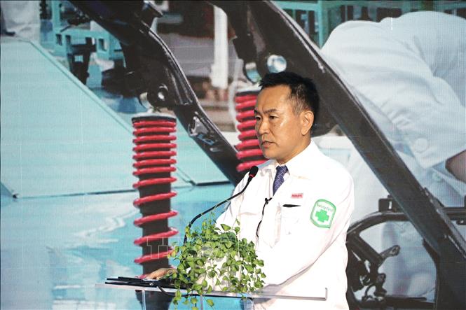 General Director of Honda Koji Sugita speaks at the unveiling event. VNA Photo: Văn Xuyên