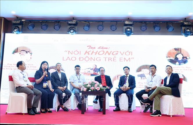 Tọa đàm “Nói không với lao động trẻ em” tại hội thảo. Ảnh: Hoài Thu – TTXVN