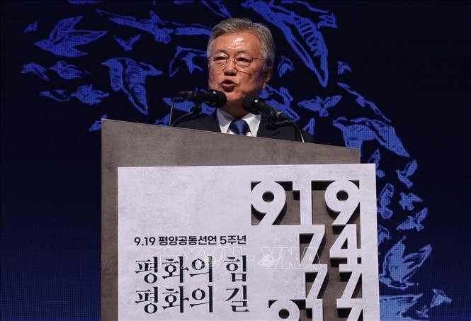 (Tư liệu) Cựu Tổng thống Hàn Quốc Moon Jae In phát biểu tại một sự kiện ở Seoul, ngày 19/9/2023. Ảnh: Yonhap/TTXVN