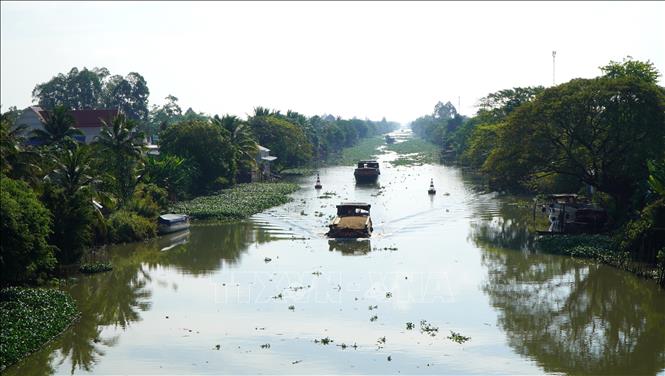 Nguyen Van Tiep canal plays an important role in helping Cao Lanh district wash away alum and develop waterway traffic. VNA Photo: Nhựt An