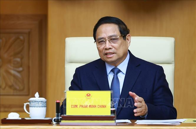 Thủ tướng Phạm Minh Chính phát biểu tại buổi tiếp. Ảnh: Dương Giang-TTXVN
