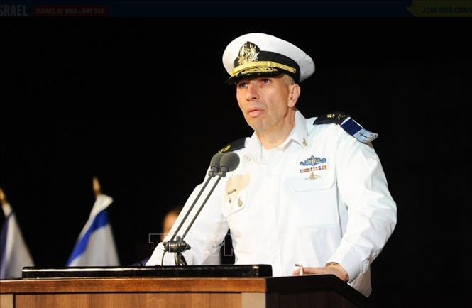 Ông Eli Sharvit lúc là Phó Đô đốc, Tư lệnh Hải quân Israel phát biểu tại căn cứ hải quân Haifa ngày 6/3/2019. Ảnh: Flash90/TTXVN
