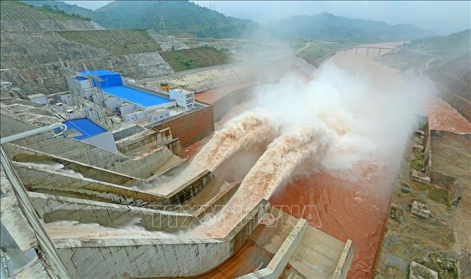 Khu vực đập chính thủy điện Lai Châu. Ảnh: Quốc Khánh – TTXVN