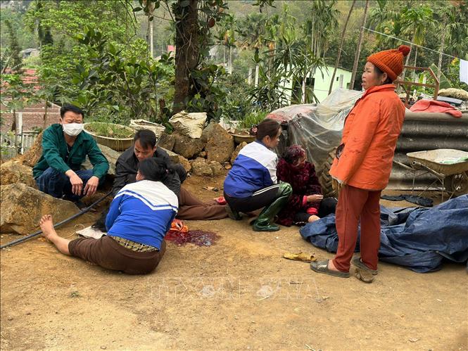 Hiện trường vụ án mạng sát hại 3 người trong gia đình. Ảnh: TTXVN phát 