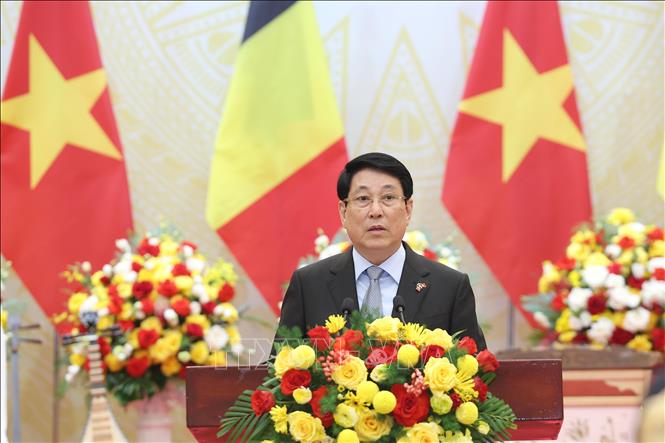 Chủ tịch nước Lương Cường phát biểu chào mừng. Ảnh: Lâm Khánh – TTXVN