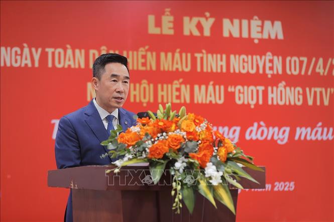 Ông Nguyễn Hải Anh, Phó Chủ tịch, Tổng Thư ký Hội Chữ thập đỏ Việt Nam phát biểu. Ảnh: Minh Quyết – TTXVN
