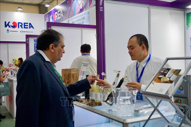 Khách tham quan gian hàng tại hội chợ. Ảnh: Tú Anh/TTXVN phát