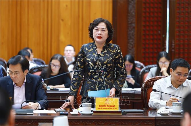 Thống đốc Ngân hàng Nhà nước Việt Nam Nguyễn Thị Hồng phát biểu. Ảnh: Dương Giang-TTXVN 
