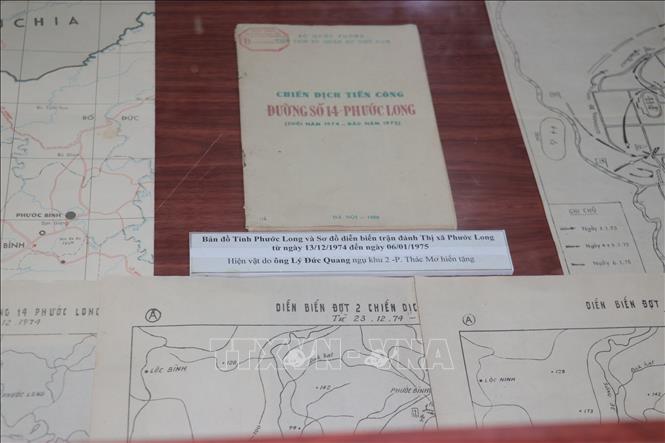 Sơ đồ trận đánh Phước Long được trưng bày tại Bảo tàng chiến dịch Đường 14 - Phước Long. Ảnh: K GỬIH-TTXVN
