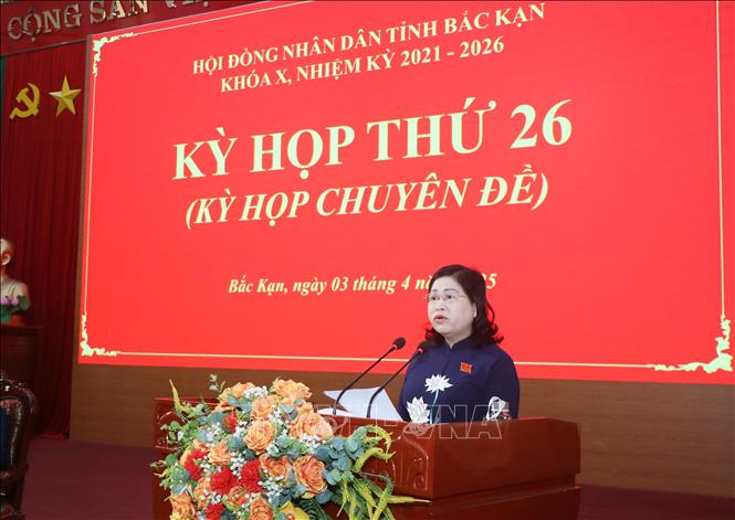 Đồng chí Phương Thị Thanh, Phó Bí thư Thường trực Tỉnh ủy, Chủ tịch HĐND tỉnh phát biểu bế mạc Kỳ họp. Ảnh: Vũ Hoàng Giang - TTXVN