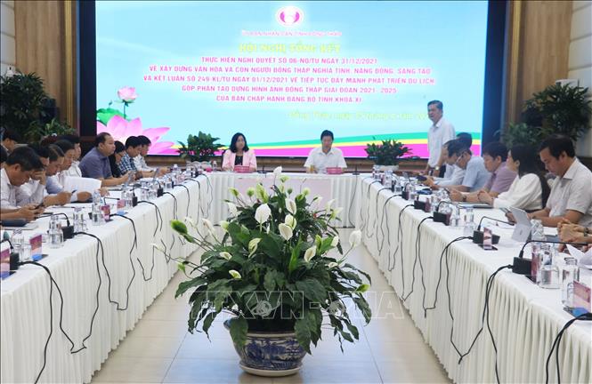 Hội nghị tổng kết phát triển du lịch, góp phần tạo dựng hình ảnh Đồng Tháp, giai đoạn 2021 – 2025. Ảnh: Nguyễn Văn Trí - TTXVN