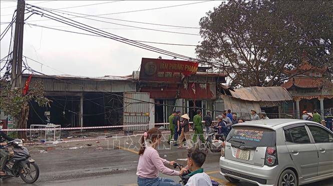 Hiện trường vụ cháy. Ảnh: Đỗ Huyền - TTXVN