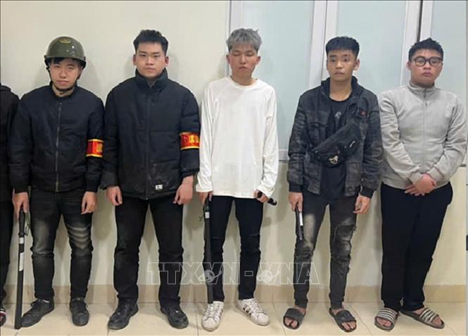 Nhóm đối tượng bị bắt giữ. Ảnh: TTXVN phát