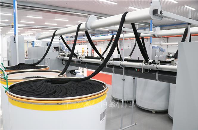 The process of dyeing yarn at the Ninh Thuan plant. VNA Photo: Nguyễn Thành