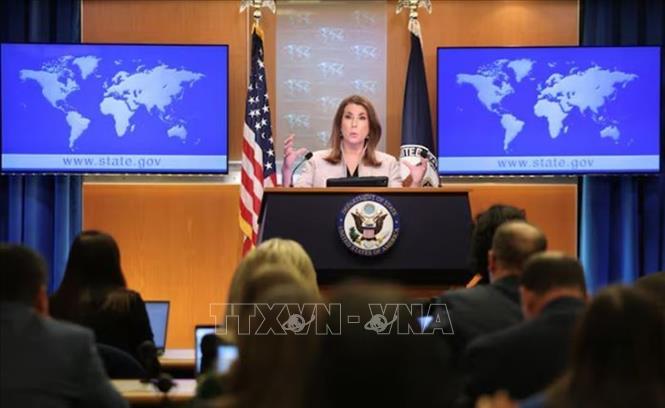 Người phát ngôn Bộ Ngoại giao Mỹ Tammy Bruce trong cuộc họp báo ở Washington DC., ngày 6/3/2025. Ảnh: REUTERS/TTXVN