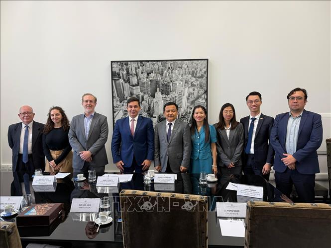 Vietnamese Ambassador to Brazil Bui Van Nghi meets with Samo Tosatti, Director of International Relations for Sao Paulo. Photo by courtesy/VNA