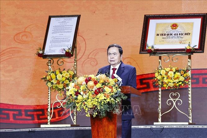 Chủ tịch Quốc hội Trần Thanh Mẫn phát biểu tại buổi lễ. Ảnh: Doãn Tấn – TTXVN