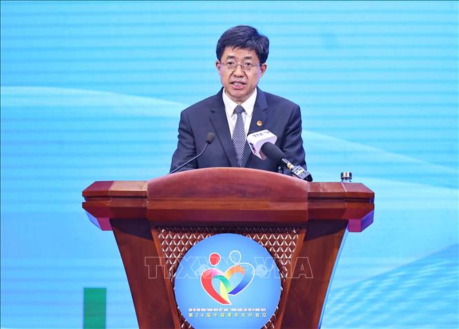Đồng chí A Đông, Bí thư thứ nhất Ban Bí thư Trung ương Đoàn TNCS Trung Quốc phát biểu. Ảnh: Minh Đức – TTXVN