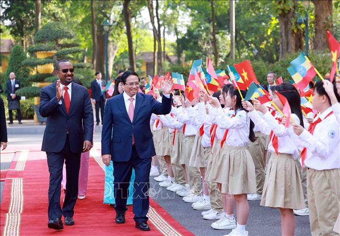 A view of the welcome ceremony. VNA Photo: Dương Giang 