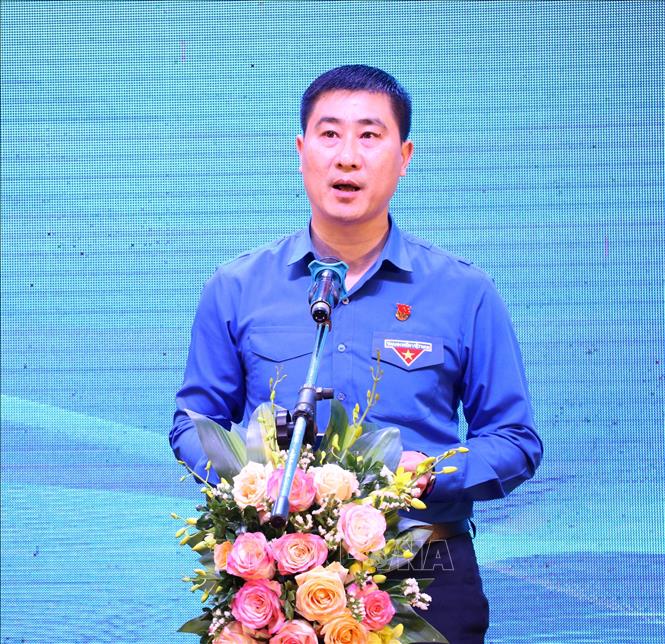 Ông Trịnh Như Lâm, Bí thư Tỉnh đoàn Ninh Bình phát biểu tại chương trình. Ảnh: Thùy Dung - TTXVN