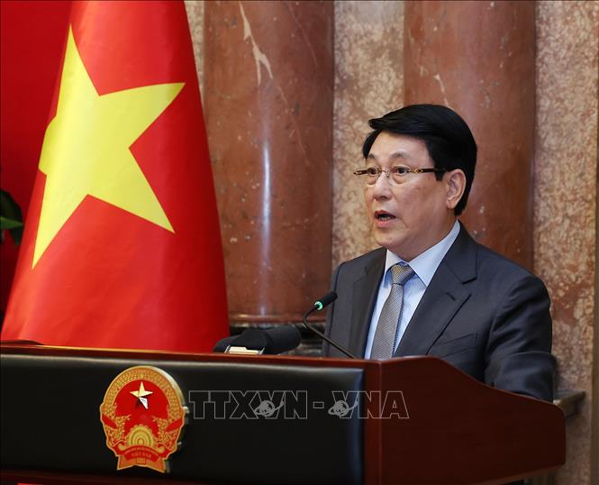 Chủ tịch nước Lương Cường phát biểu. Ảnh: Lâm Khánh - TTXVN