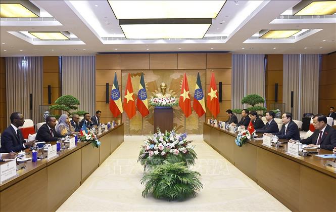 Chủ tịch Quốc hội Trần Thanh Mẫn hội kiến Thủ tướng Cộng hòa Dân chủ Liên bang Ethiopia Abiy Ahmed Ali. Ảnh: Doãn Tấn - TTXVN